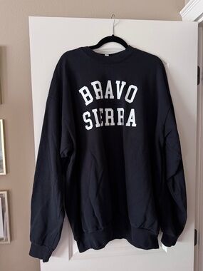 Los Angeles Apparel Bravo Sierra Navy Crewneck Sweatshirt with White Print